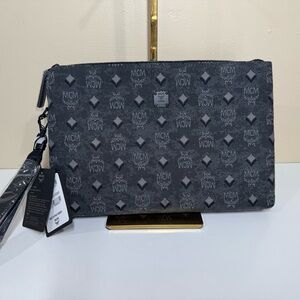 MCM Gray Monogram Pouch